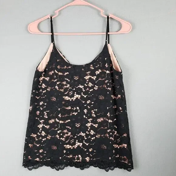 Aritzia Babaton Size XXS Lace Overlay Camisole Tank Top Black Modern Elegant - Picture 9 of 10